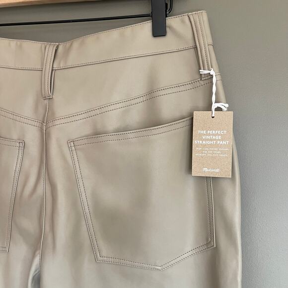 NWT The Perfect Vintage Straight Jean Faux Leather Pumice Beige Sz 30 High Rise - Picture 13 of 16